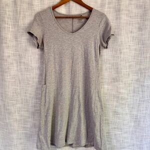 Toad & Co Side Pocket V Neck T Shirt Dress Gray Size Medium